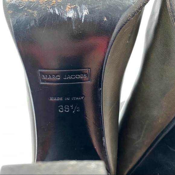 Marc Jacobs Leather Olive Heeled Ankle Boots - Picture 10 of 13